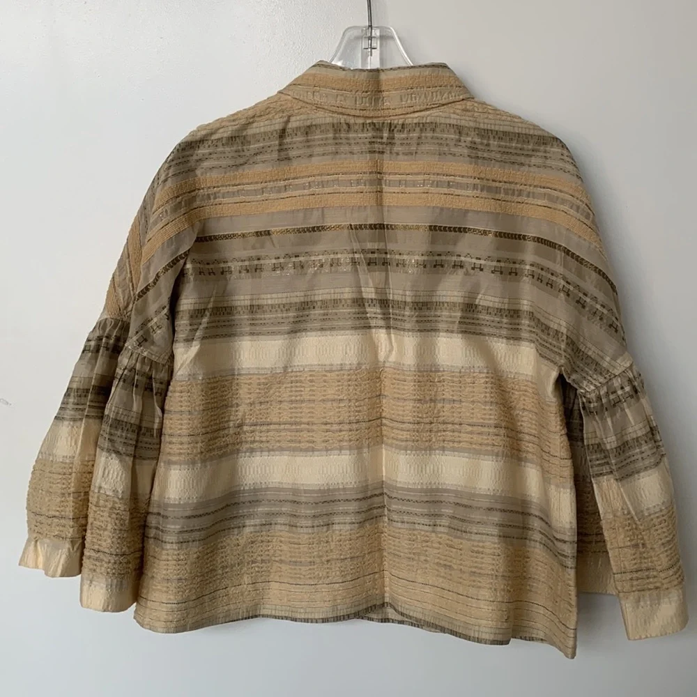 PIAZZA SEMPIONE Vintage Textured White, Beige, Gray, Gold Jacket - Size Medium - Picture 10 of 16